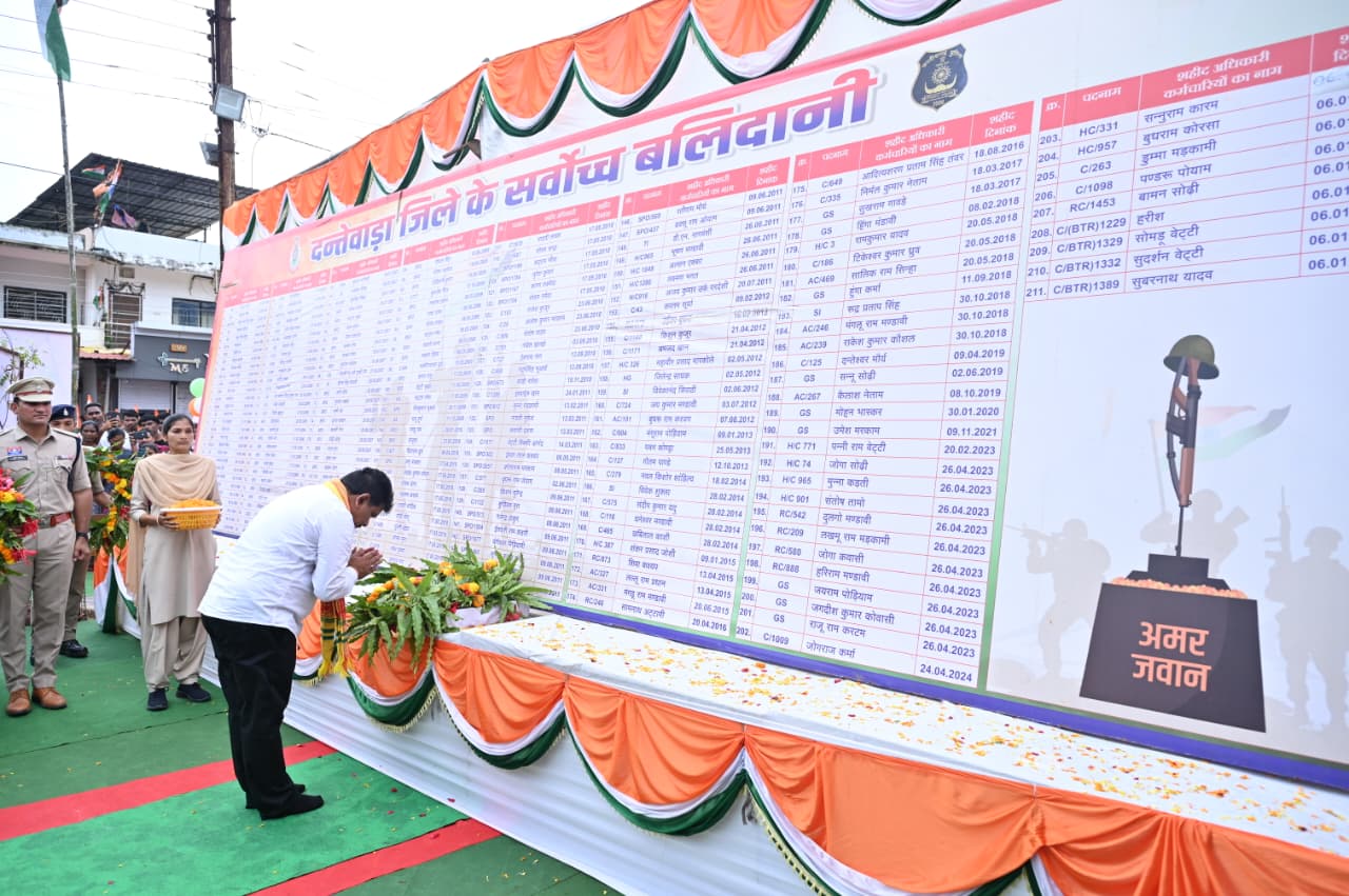 श्यामगिरी में शहीद पूर्व विधायक स्व. भीमा मंडावी को उप मुख्यमंत्री विजय शर्मा और वन मंत्री केदार कश्यप ने दी श्रद्धांजलि