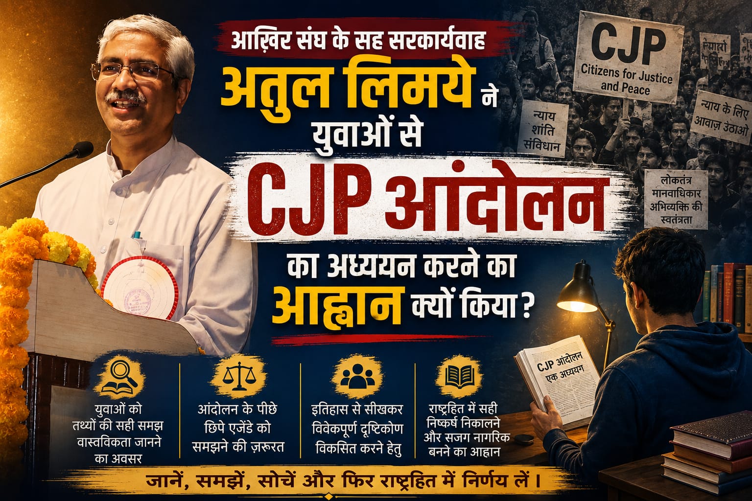 आख़िर संघ के सह सरकार्यवाह अतुल लिमये ने युवाओं से CJP आंदोलन का अध्ययन करने का आह्वान क्यों किया?