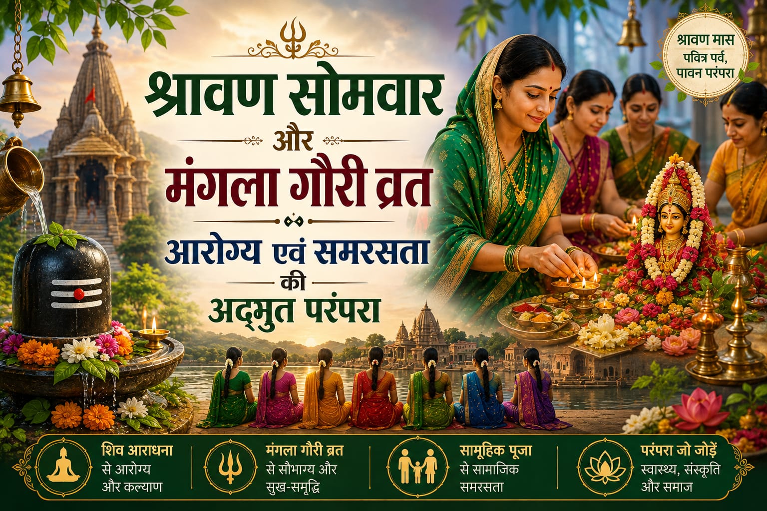 श्रावण सोमवार और मंगला गौरी व्रत; आरोग्य और  समरसता की अद्भुत परंपरा 
