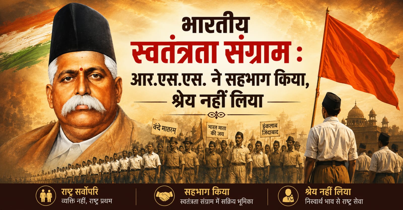 भारतीय स्वतंत्रता संग्राम : RSS ने सहभाग किया, श्रेय नहीं लिया