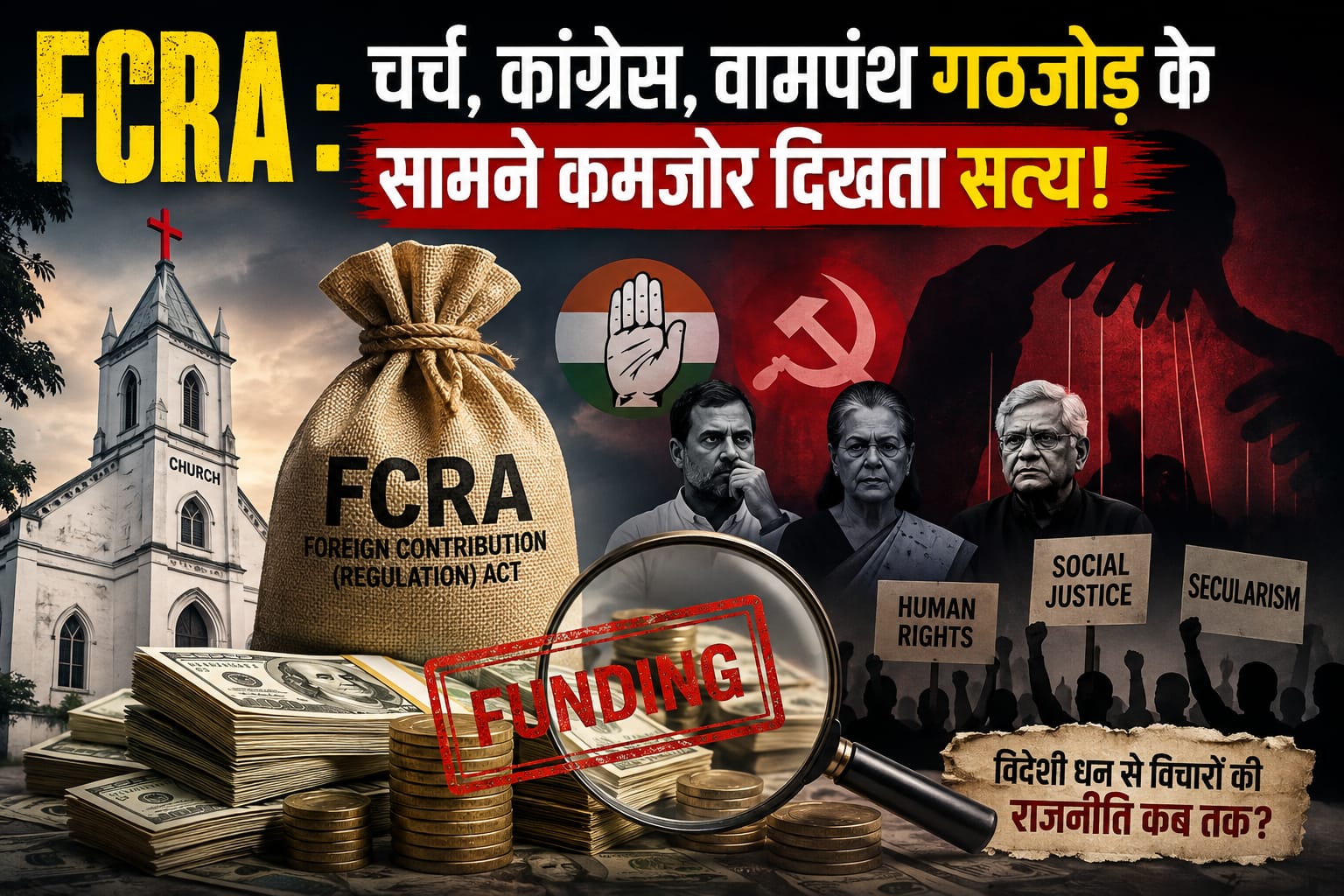 FCRA : चर्च, कांग्रेस, वामपंथ गठजोड़ के सामने कमजोर दिखता सत्‍य !