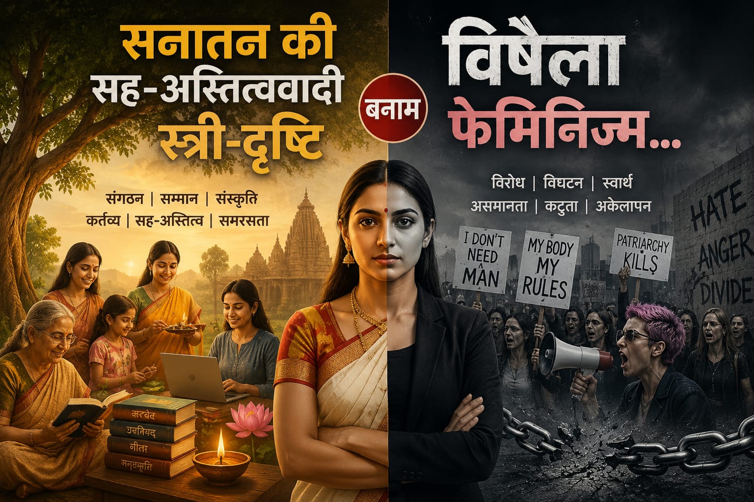 सनातन की सह-अस्तित्ववादी स्त्री-दृष्टि बनाम विषैला फेमिनिज्म...