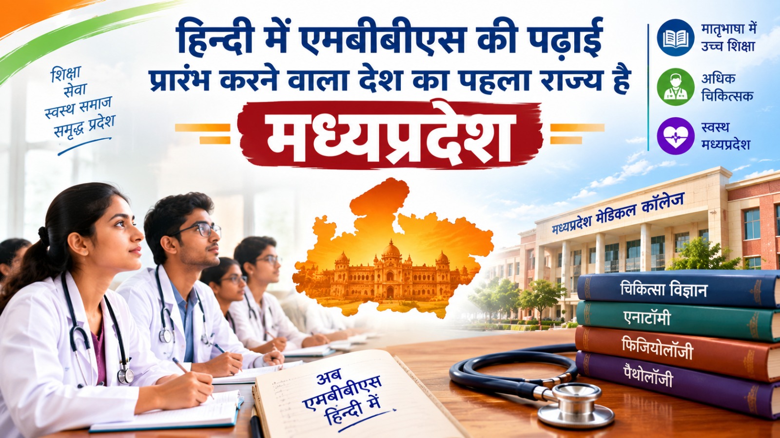 हिन्दी में एमबीबीएस की पढ़ाई प्रारंभ करने वाला देश का पहला राज्य है मध्यप्रदेश 