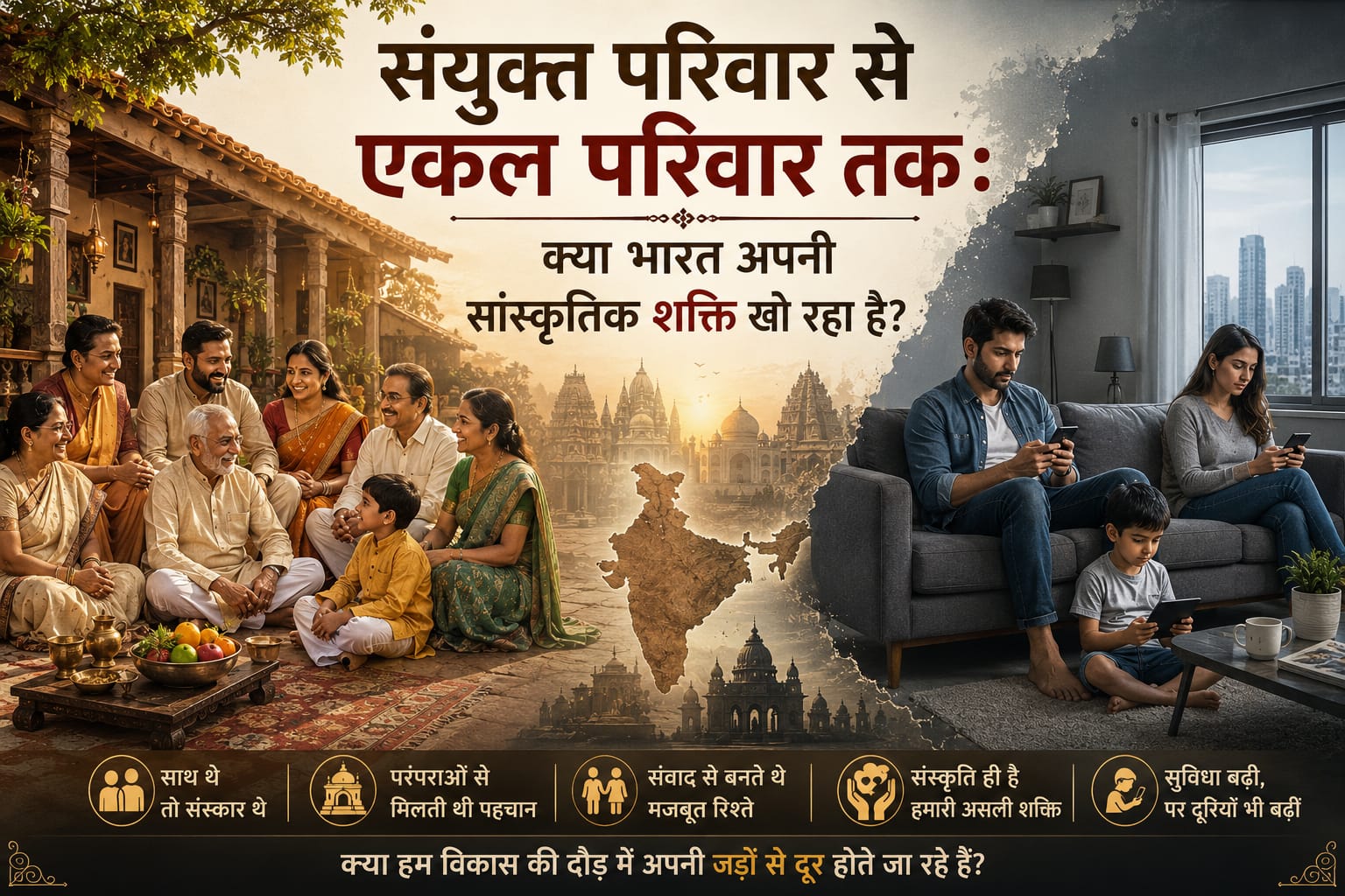 संयुक्त परिवार से एकल परिवार तक : क्या भारत अपनी सांस्कृतिक शक्ति खो रहा है?